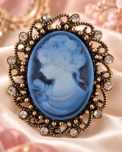 Broche Camée Bleue